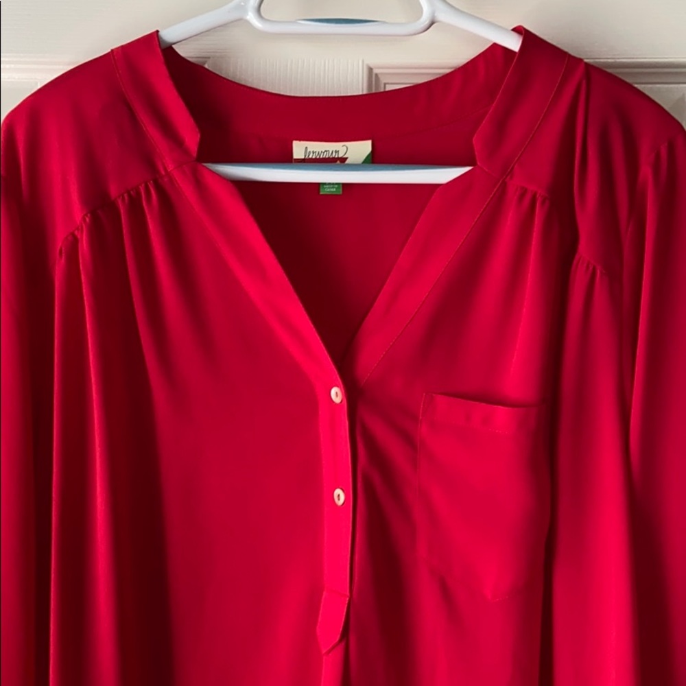 Red Henley Blouse